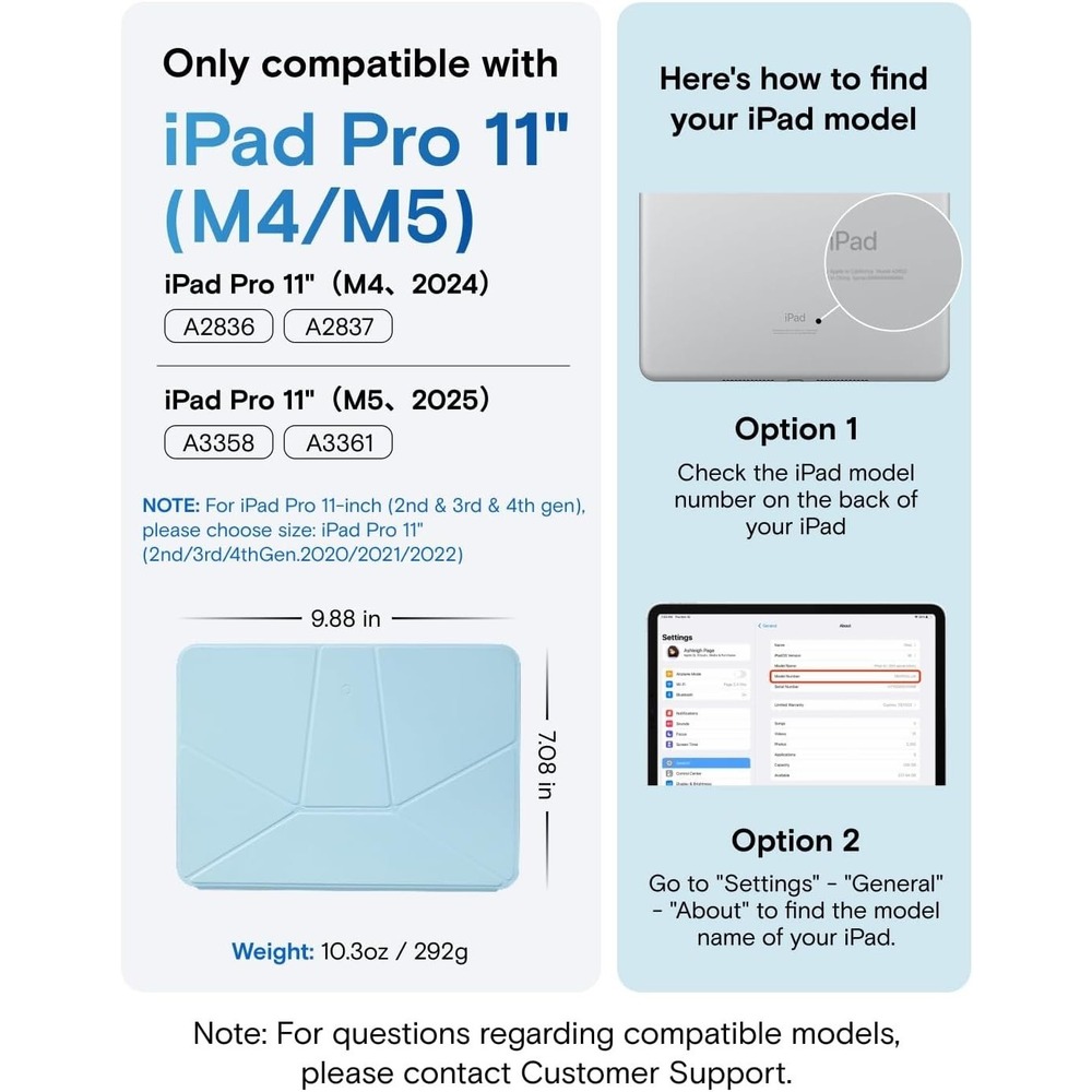 MOFT iPad Pro 11 Case M5 M4 2025 2024 Folio Stand Soothing Mist Misty Cove - Picture 8 of 13